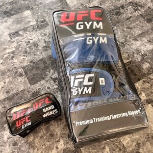 UFC Gym Blue Sparring Gloves and Hand Wraps Set